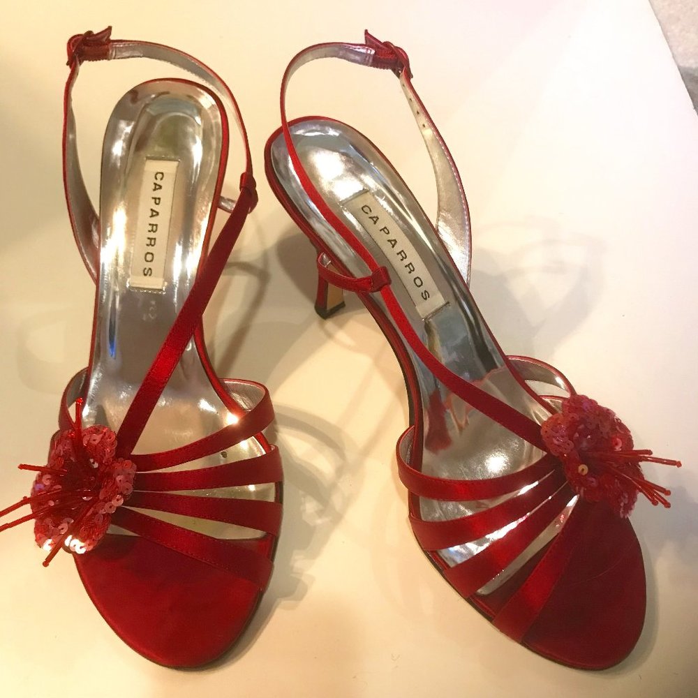 Cherry red silk dress shoes